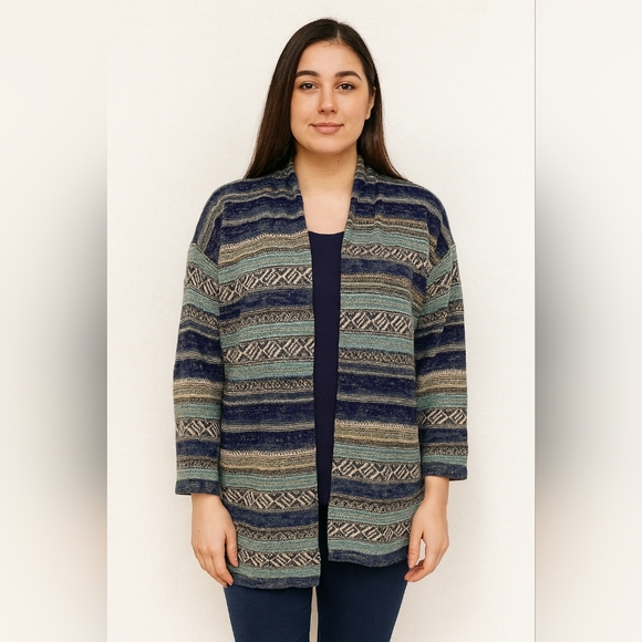 Chaps Denim Aztec print open style cardigan - Picture 1 of 5